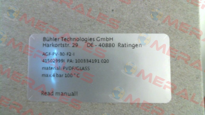 AGF - PV - 30 - F2 (41502999I) Bühler Technologies