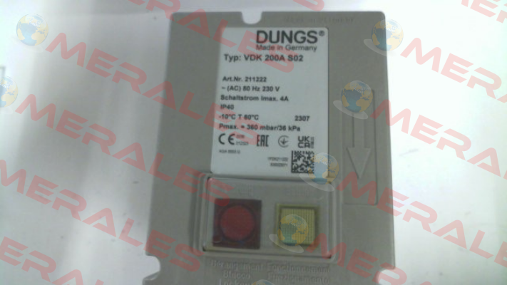 P/N: 211222, Type: VDK 200A S02 Dungs