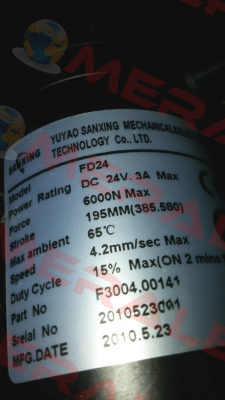 P/N F3004.00141  Sanxing
