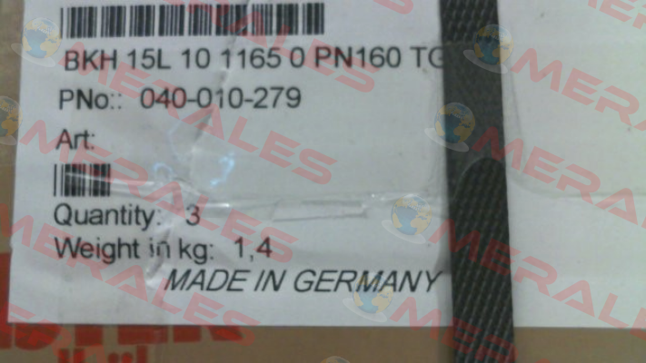 BKH 15L 10 1165 0 PN160 TG Pister